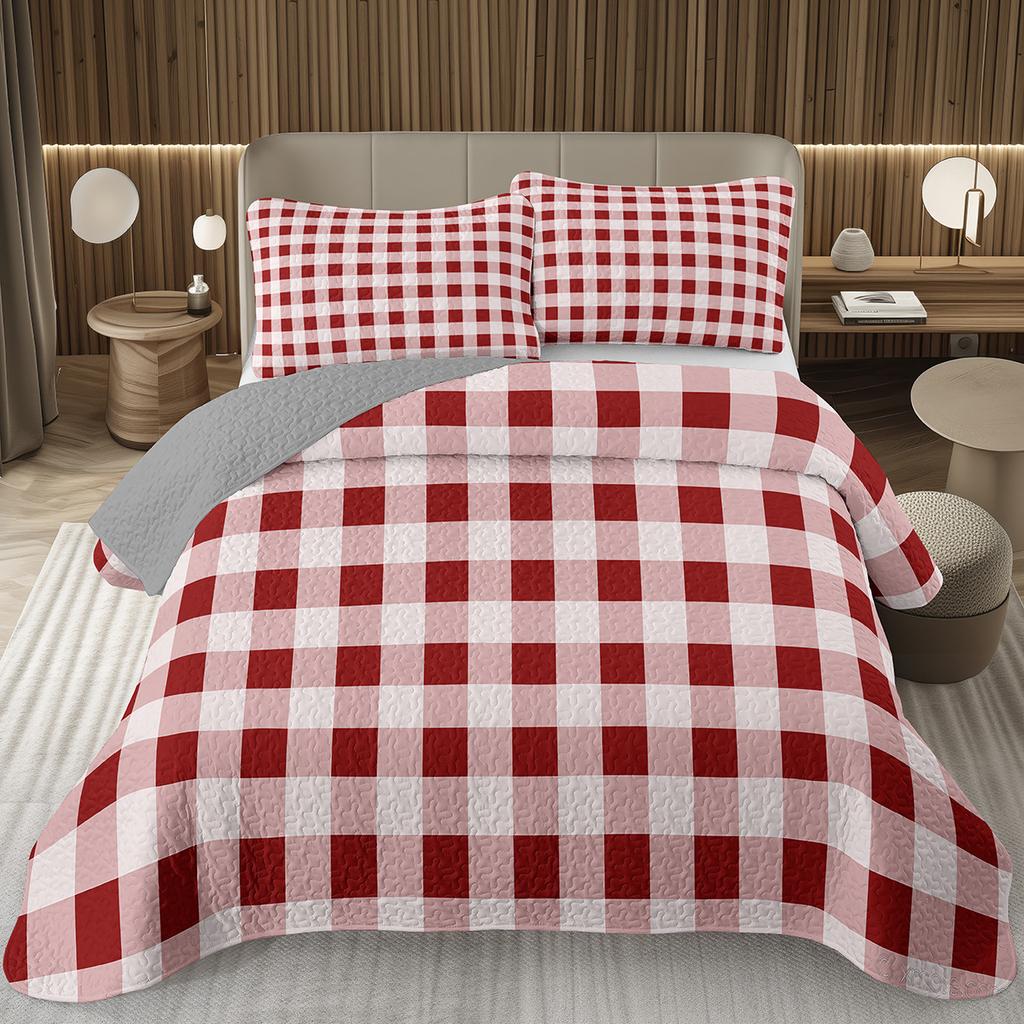 Geometric Checkered Bedspread Buffalo Plaid Quilted Bedding Set Checkerboard Gingham Coverlet Set Twin Queen for Kids Boys Teen