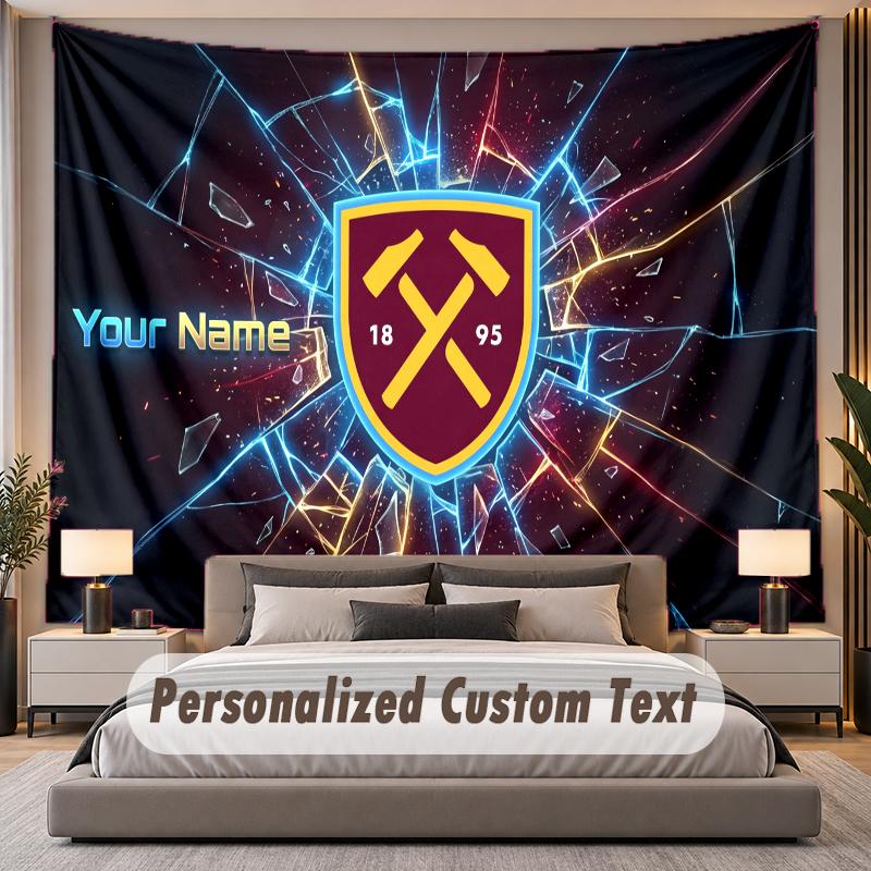 Benutzerdefinierter Name Text Wandteppich West Ham United Fußball Personalisiert Polyester Wandteppich Für Schlafzimmer Und Zimmer