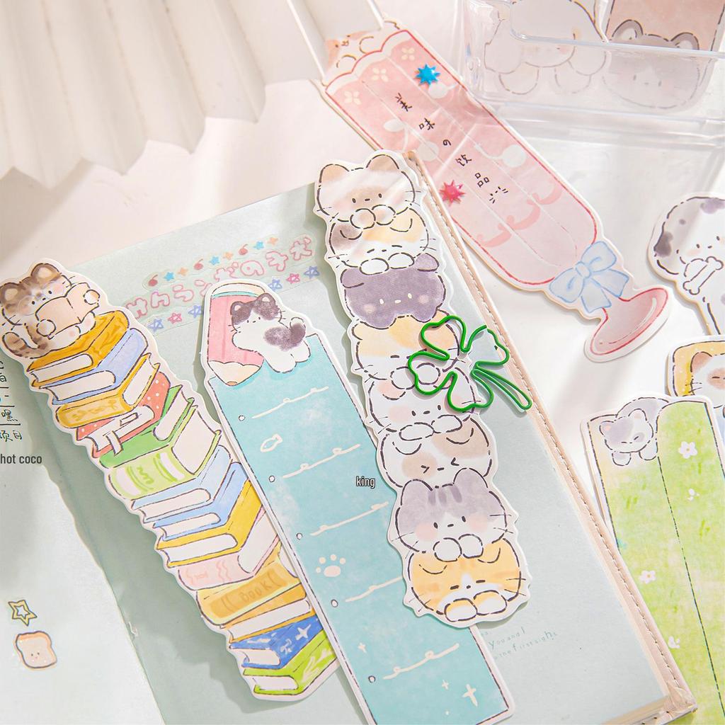 Momo Boxed Bookmarks: Adorable Kitten & Puppy Hand-Drawn Patterns for Journaling and Marking