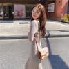 Newsight Knit Tight Long Long Sexy Bodycon Style Women's Dress, Skirt, Sleeves, V-Neck, Cute, Stylish, Off-the-Shoulder, (Beige)