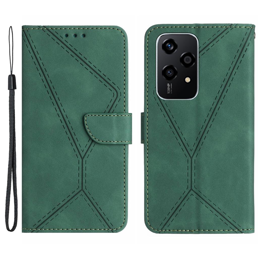HT05 For Honor 200 Lite Case Lines Imprinted Leather Flip Magnetic Phone Cover