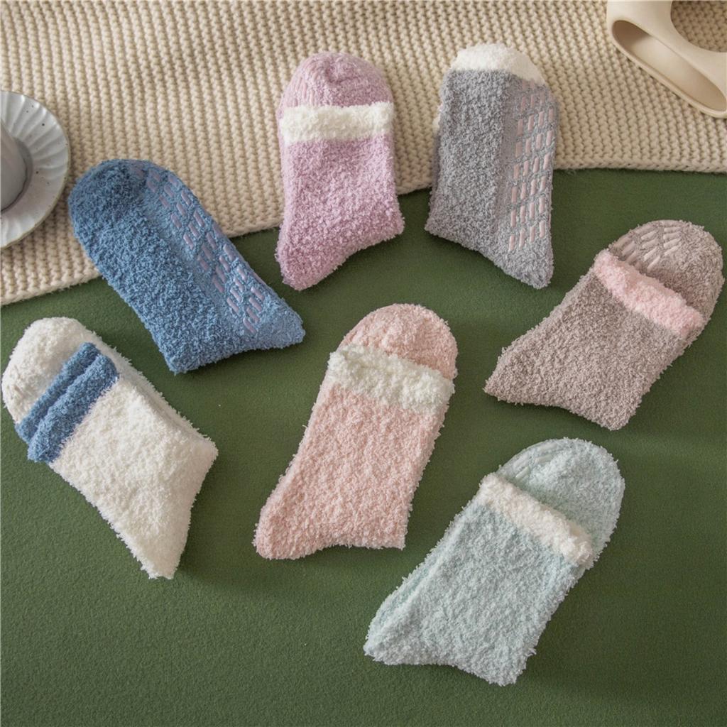 Foot Glue, Anti Slip Socks, No Shedding Hair, Coral Fleece Socks, Slipper Socks, Women's Socks, Middle Tube Socks