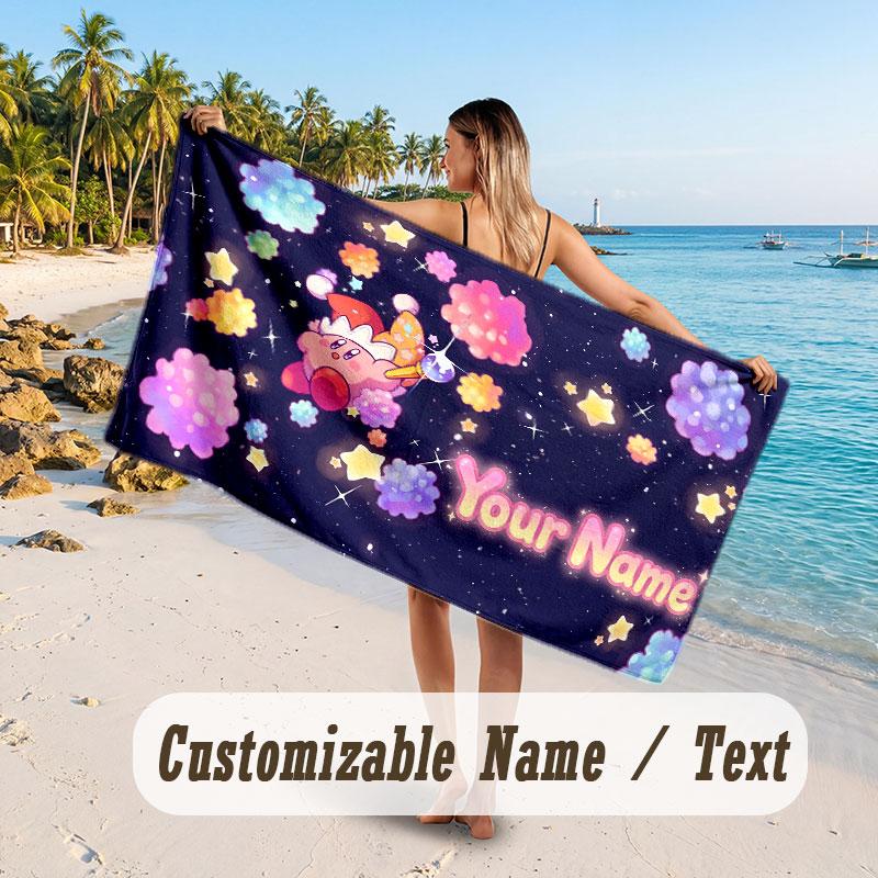 Personalized Beach Towel,Kirby Custom Printed Name Text, Super Absorbent Towel For Beach Vacation