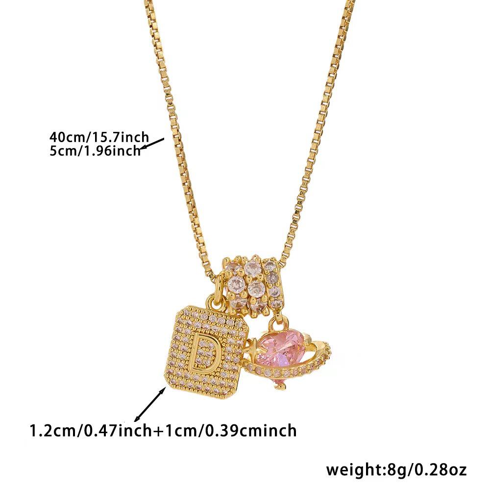 Luxe Heart Initial Necklace: 18k Gold-Plated Diamond Clavicle Chain