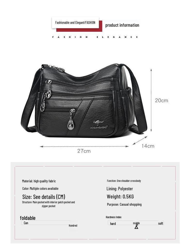 2025 Soft Leather Handbag for Women - Stylish, Simple Crossbody & Shoulder Bag for Middle-Aged Ladies