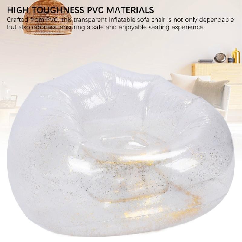 Inflatable Chair Comfortable Relaxing Transparent Ergonomic Space Saving PVC Blow Up Couch Chair