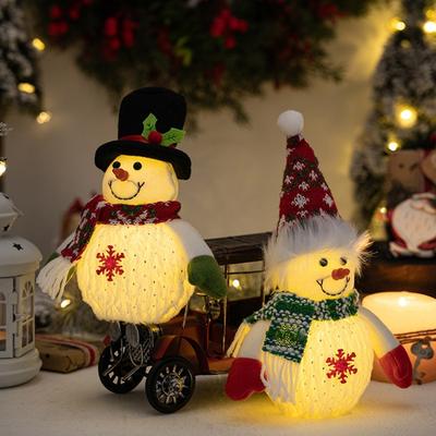 Festival Light Up Snowman Ornament With Warm LED Glows For Holiday Homes Decoration Desktop Accessories