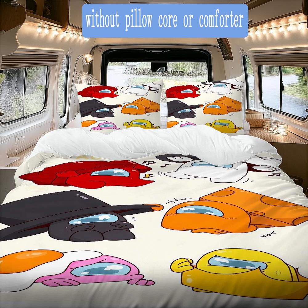 Among Us Pattern Bedding,Quilt Set Quilt Cover Pillowcase Home Birthday Gift (1*duvet Cover+2*pillowcase,without core)SSJT0917020