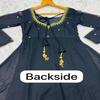 Women's Black Embroidered Anarkali Suit Set with Sheer Dupatta