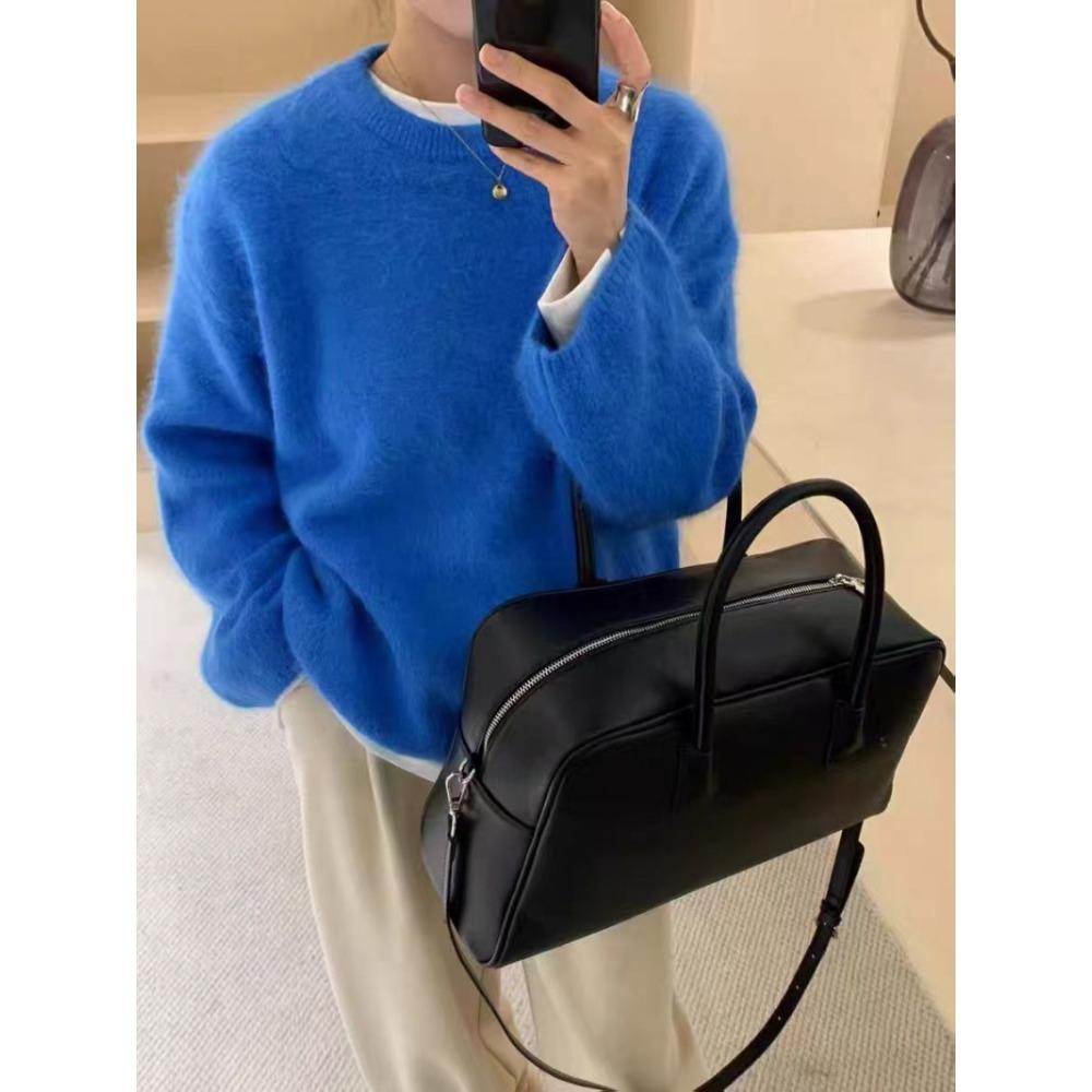 Měkký a nadýchaný svetr pro ženy k nošení ven na podzim a v zimě, s volným a ležérním stylem