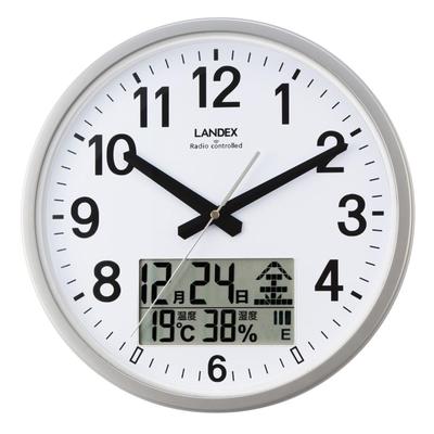 Ρολόι Τοίχου Ραδιόφωνο Αναλογικό Landex 32cm Δευτερόλεπτο Βήματος Δευτερόλεπτο Νύχτας Στοπ Θερμοκρασία Υγρασία Ημερολόγιο Ασημί Infolife YW9187SV