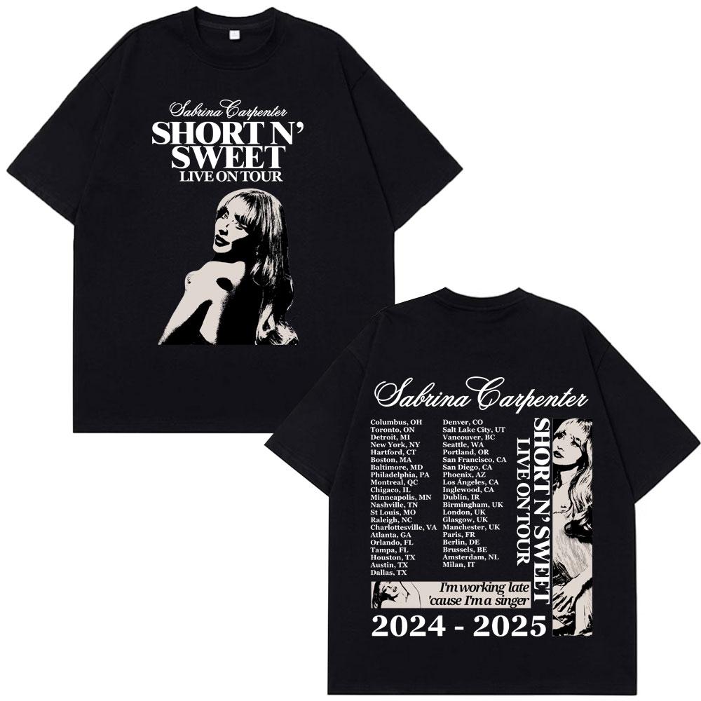 Sabrina Carpenter Short N Sweet Tour 2025 T Shirt Men Women Loose Casual Fashion Cotton Tees Oversized Harajuku Street Tshirt