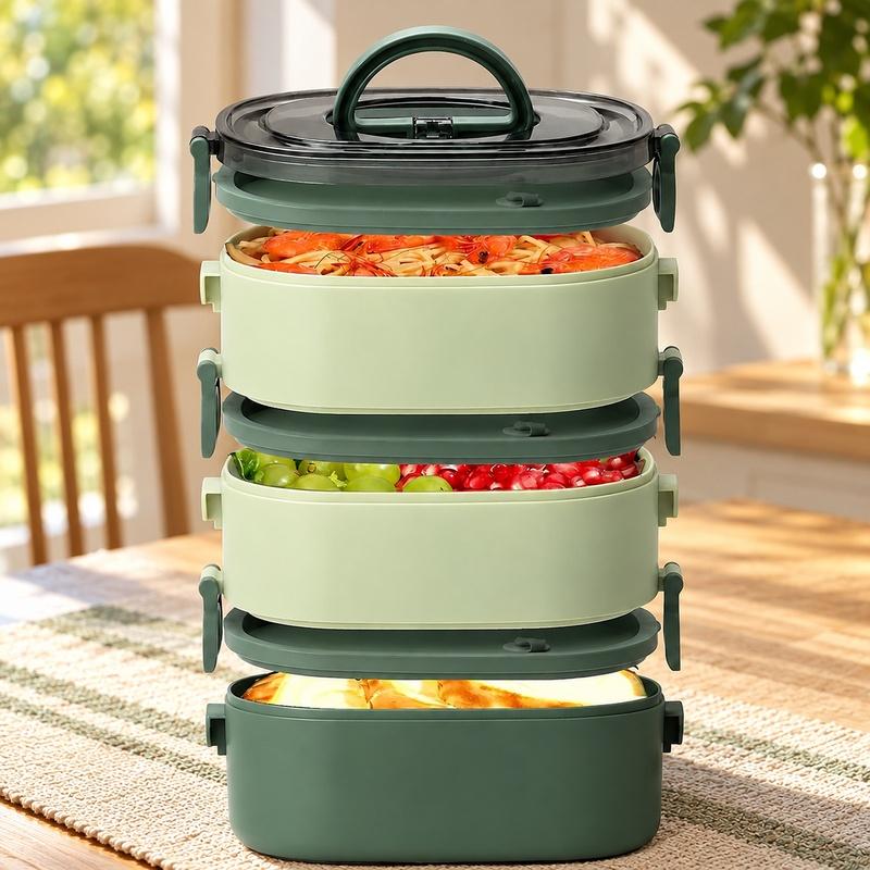 3-Tier 1600ml Kids Lunch Box with Leakproof Design, Microwave-Friendly Bento Container for School, Travel, and Outdoor Use