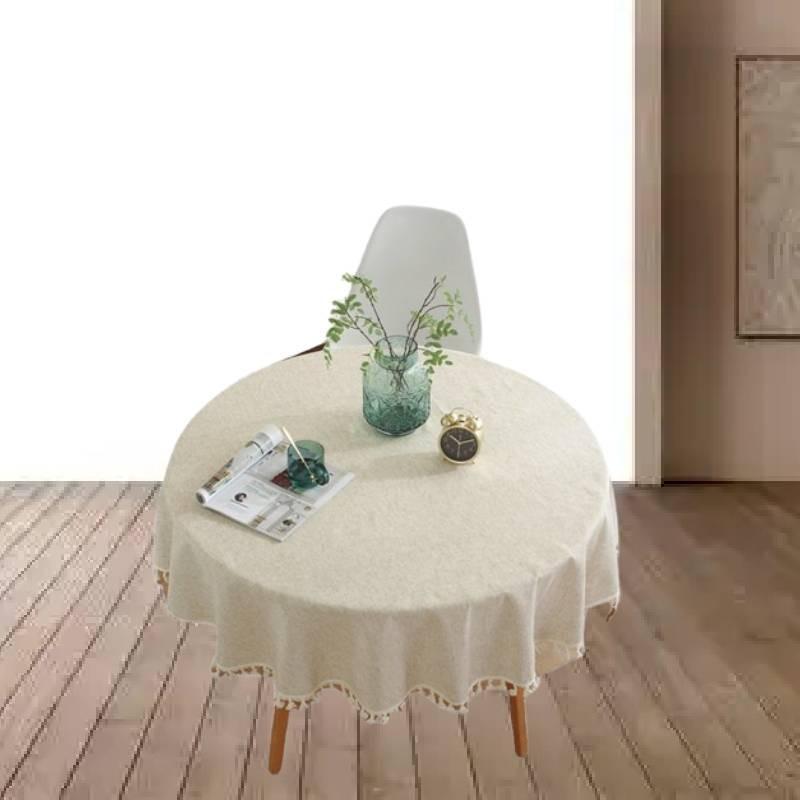 Color Solid Round Tassel Tablecloths Table Cover Indoor Outdoor Decorations