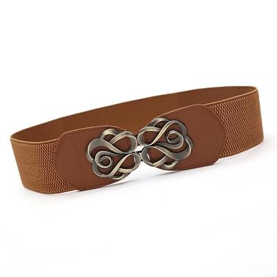 Elastic Waist Chain Punk Wide Chain Buckle Cowboy Waist Belt Rose Buckle F3MD