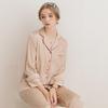 Ice Silk Couple Pajamas: Women's Long Sleeve Two-Piece Set, Spring/Autumn, Thin Style, Plus Size, Stylish Men's Home Wear