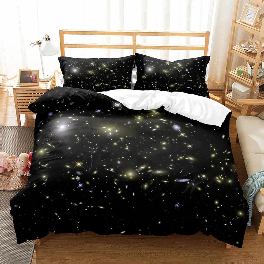 Hubble Image King Queen Duvet Cover Vast Starry Sky Bedding Set Bright Universe Landscape Quilt Cover Polyester Comforter Cover