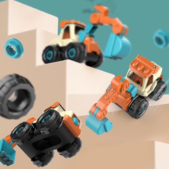 4Pcs/Set Engineering Vehicle Toy with Screwdriver Realistic Educational Detachable Assembly Construction Truck Kit for Children