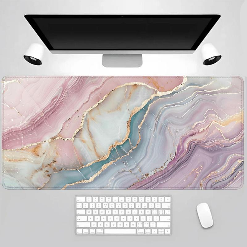 Pink Blue Marble Large Gaming Mouse Pad Non-Slip Rubber Desk Mat Desk Interior Setup Mousepads Playmat Mouse Mat Office Rug