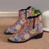 Fashion Embroidered Ankle Boots, Knight Boots, Thick Heels, 40-43