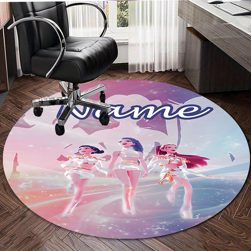 Personalized K-KPop Demon Hunters Round Chair Office Rug - Perfect for Mat, Office Chair & More - Ideal Gift for Birthdays and Holidays