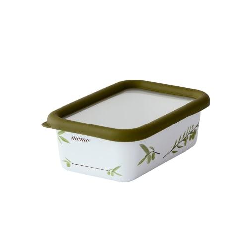 [.co.jp Exclusive] Fuji Enamel Enamel Storage Container with Erasable Writing Area and Olive Pattern, Deep, Small, with Seal Lid