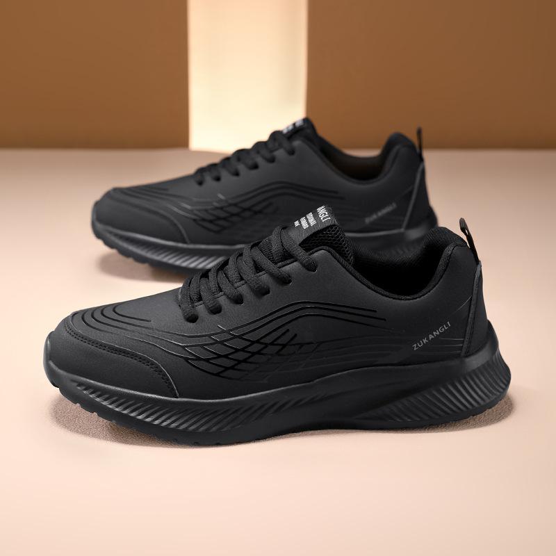 Children's new men's shoes autumn leather waterproof black casual versatile running shoes men's shock-absorbing lightweight sports shoes