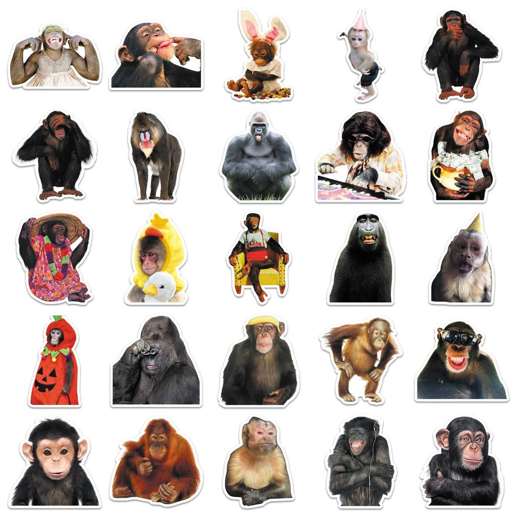 50 Crazy Monkey Cartoon Stickers: Fun, Creative, Waterproof Suitcase & Desktop Decorations