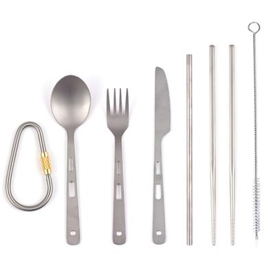 Ti Cutlery Set Ti Spoon Fork Knife Chopsticks Straw for Home Travel Camping