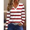 Standard Size Women's Fashion Women's V-Neck Long Sleeve T-Shirt