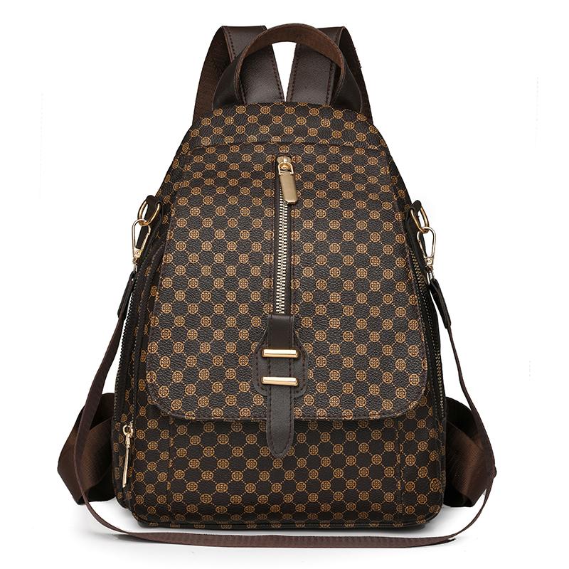 

Женский рюкзак с принтом, большой вместимости, рюкзак из искусственной кожи, школьный рюкзак для школьников коричневый