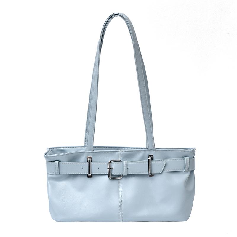 Chic Minimalist Solid Color Shoulder Bag New Retro Faux Leather Handbag Trendy Street Style Commuter Purse KTB