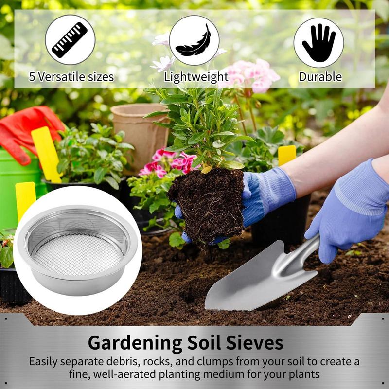 

Rock Sifter Stainless Steel Sand Sifter Garden Sieve With 5 Replaceable Mesh Screens 1/3/6/9/12mm Garden Potting Sieve With United States