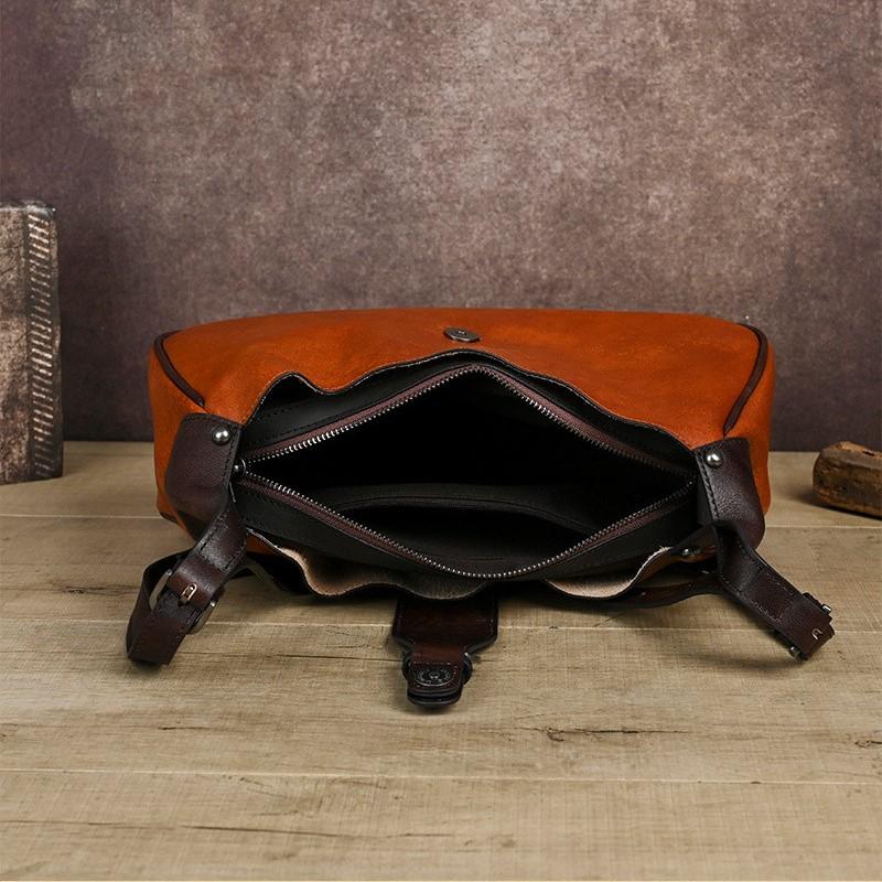 Johnature Genuine Leather Retro Women's Bag Solid Color Soft Cowhide Large Capacity Shoulder Crossbody Bag