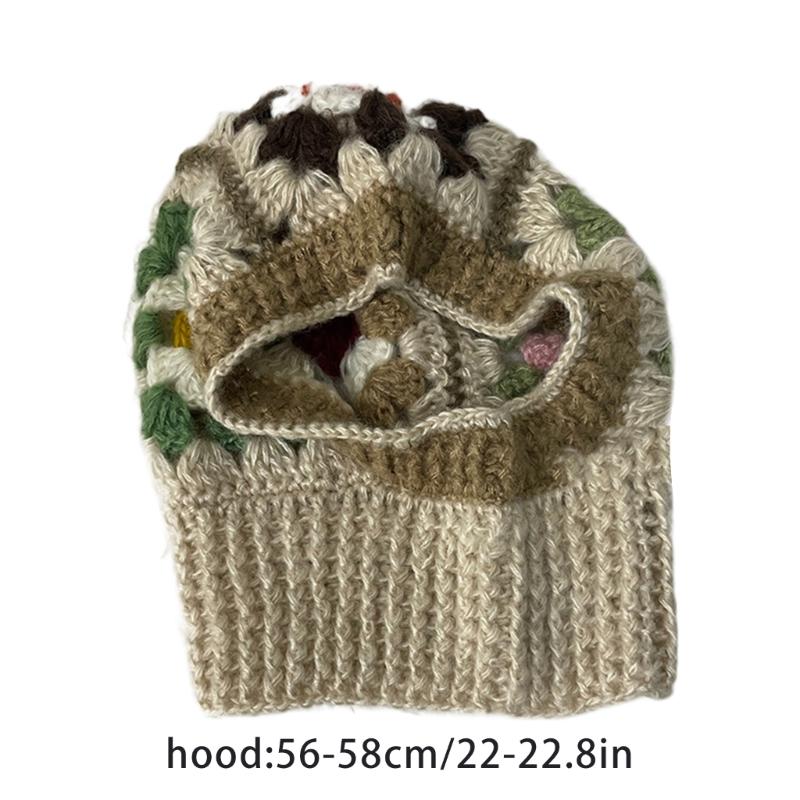 Dzianinowa kominiarka z wzorem kwiatowym dla uczniów, dorosłych. Wiatroszczelna czapka zimowa, ochrona szyi. Dla nastolatków, utrzymująca ciepło. Czapka rowerowa