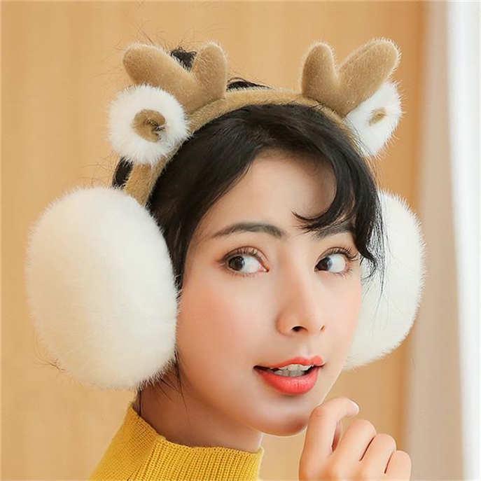 Buy Cute Earmuffs Girl Earmuffs Cute Ear Bag Cartoon Deer Elf Christmas