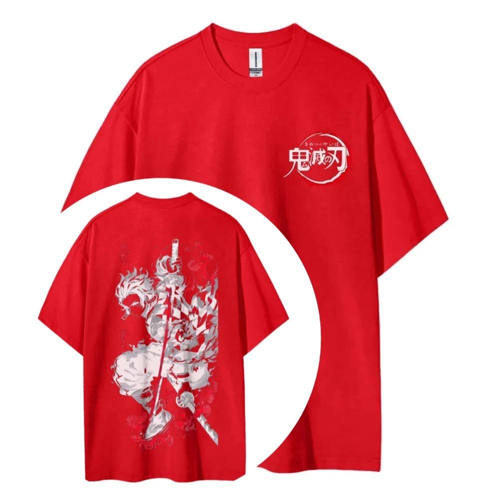 2026 Demon Slayer_ Kimetsu No Yaiba Cotton Unisex Round Neck Anime T-Shirt Men's and Women's Summer Fashion Breathable Street T-Shirt