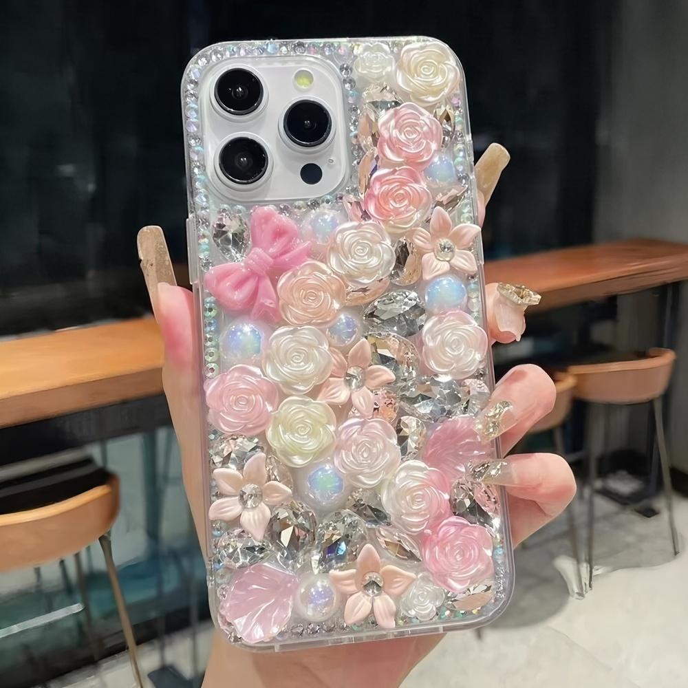 

Glitter Rhinestone Phone Case For XiaoMi Poco F7 Ultra F6 Pro F5 5G 3D Rose Floral Crystal Diamond Bling Cover Poco F7