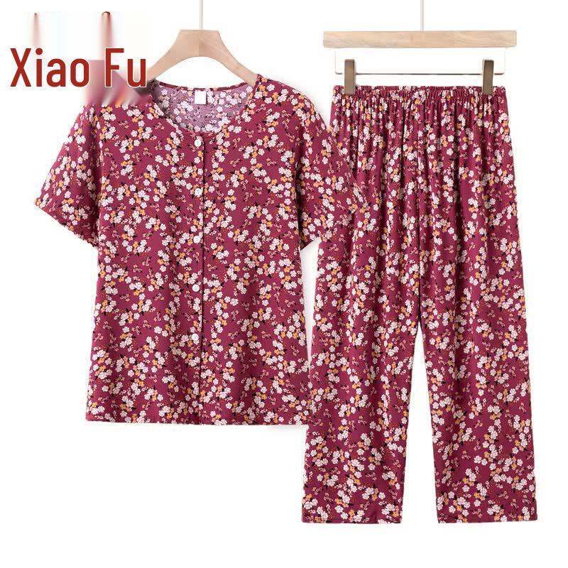 Women's Floral Print Short Sleeve Two-Piece Summer Set