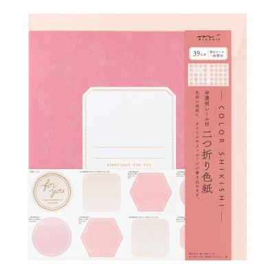 Midori Colored with Stickers and Pink 33282006 Paper, Bi-fold, Envelopes, Translucent,
