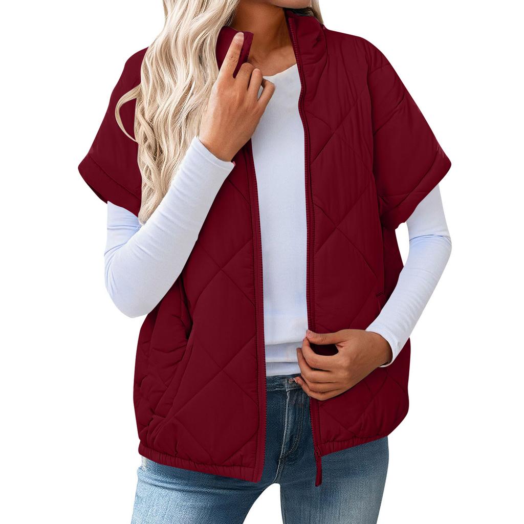 Women's Fashion Light Jacket Stand Collar Multicolor Zipper Button Coat