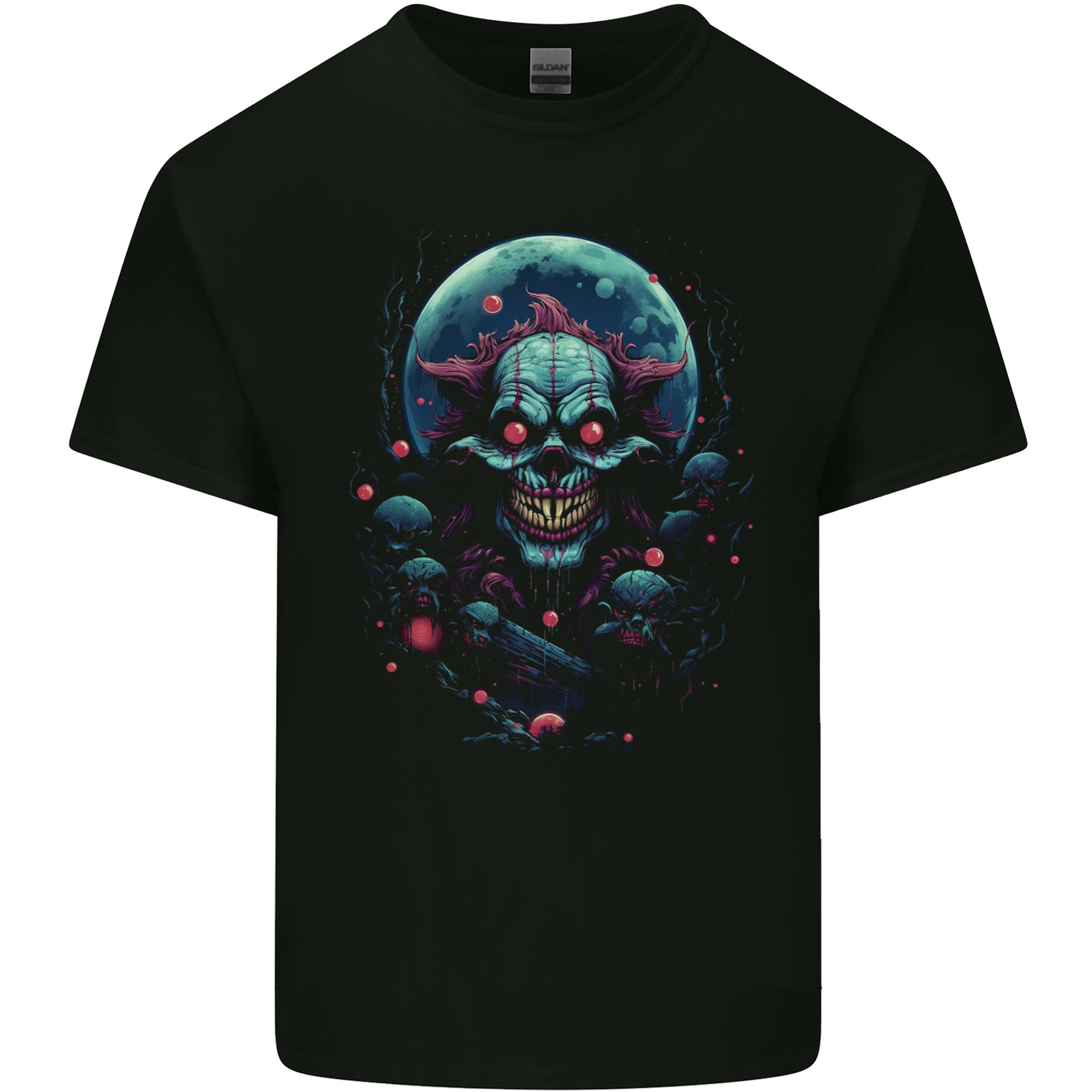 A Scary Clown in Front of a Full Moon Halloween Unisexs Light Cotton TShirt S