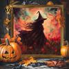 Distressed Halloween Party Props Ghost/Witch/Skeleton Decorative Painting, Wall Mount Square Wood Frame Wooden Decor Picture for Home