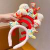 Cute Cartoon Plush Pony Headband Red Lucky Headwear Year Of Horse Mascot Hair Band   Year Hair Accessories Gifts