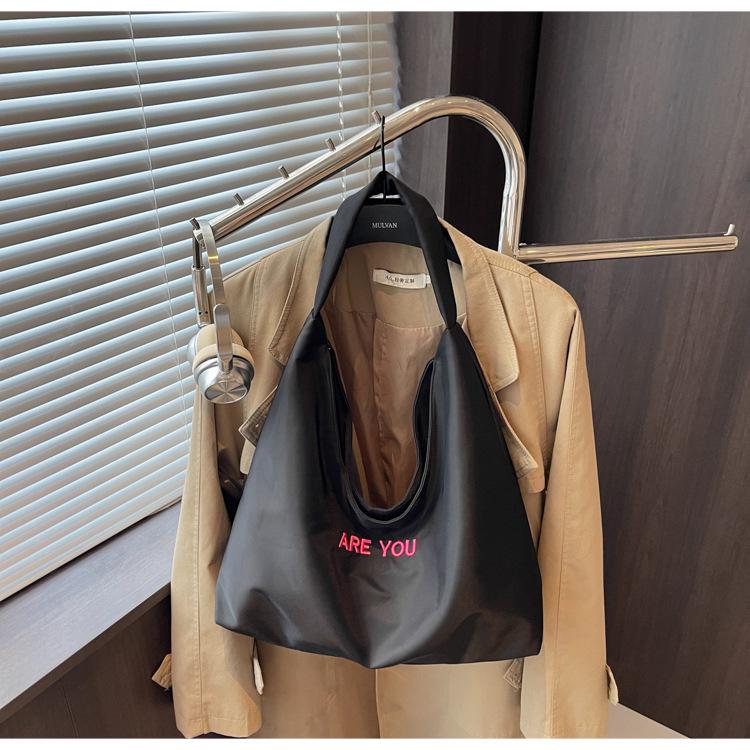 2025 Autumn/Winter Women's Large Canvas Tote with Letter Embroidery - Fashionable Shoulder Bag.