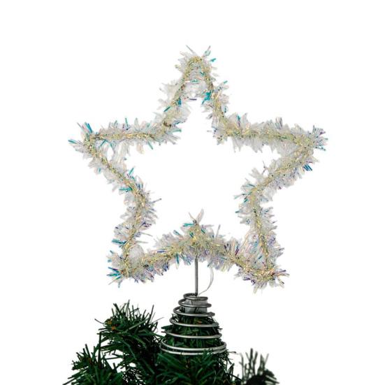 Christmas Tree Topper Star Lighted Star Decoration with Spiral Wire Base Xmas Tree Glittery Star for Festive Home Parties Decor