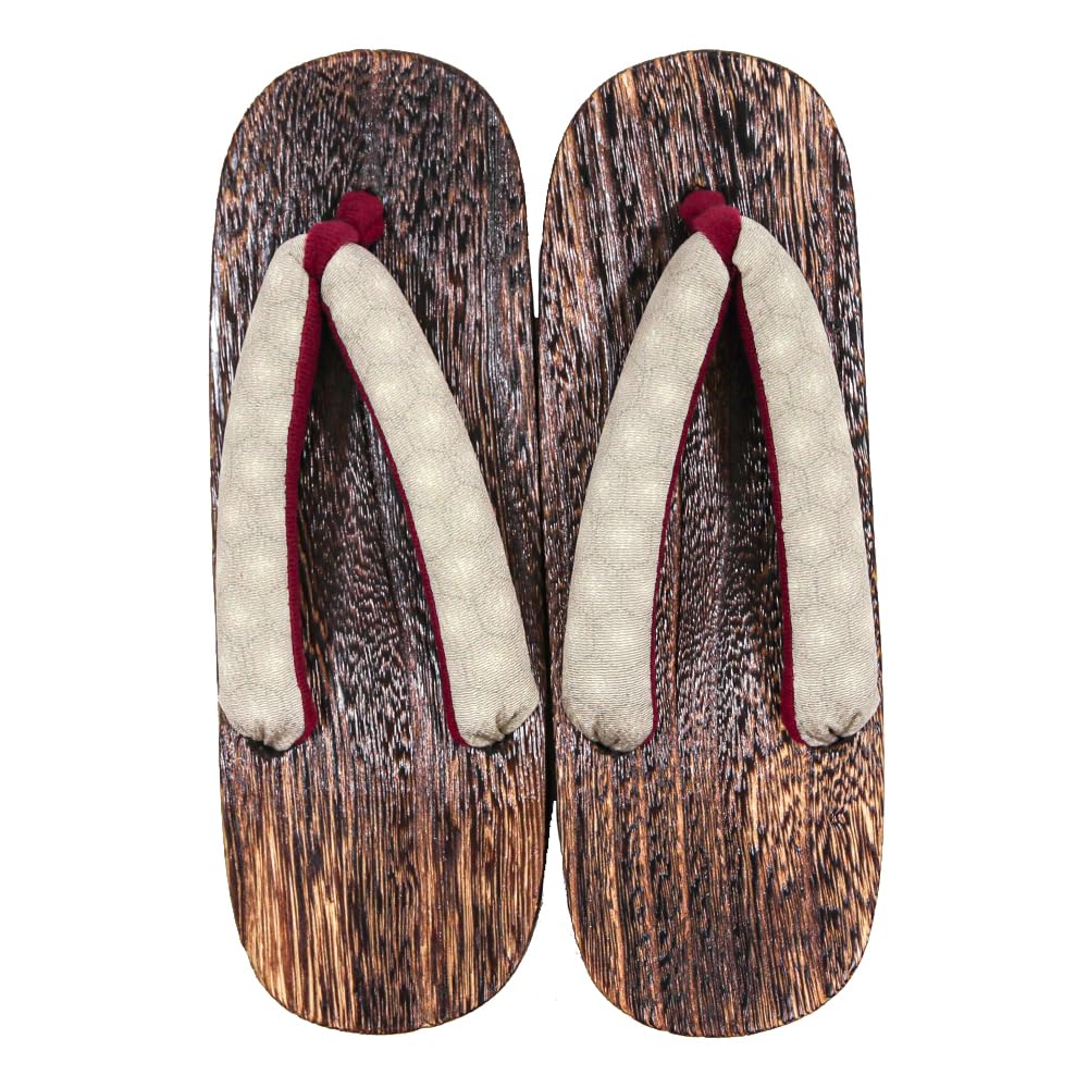 Geta Wooden In Burnt Paulownia Wood for Women [KYOETSU] (Japanese Clogs) Dull, (5 Beige, Medium)