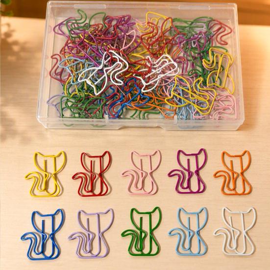 Colorful Wire Clips for Files 50PCS Cute Decorative Paper Clips, Assorted Shapes Metal Bookmark Page Markers Journaling File Organizer
