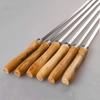 6Pcs 42cm Stainless Steel Barbecue Skewers Wide Flat BBQ Sticks & Forks Ideal for Outdoor Camping/Picnic Practical BBQ Utensils