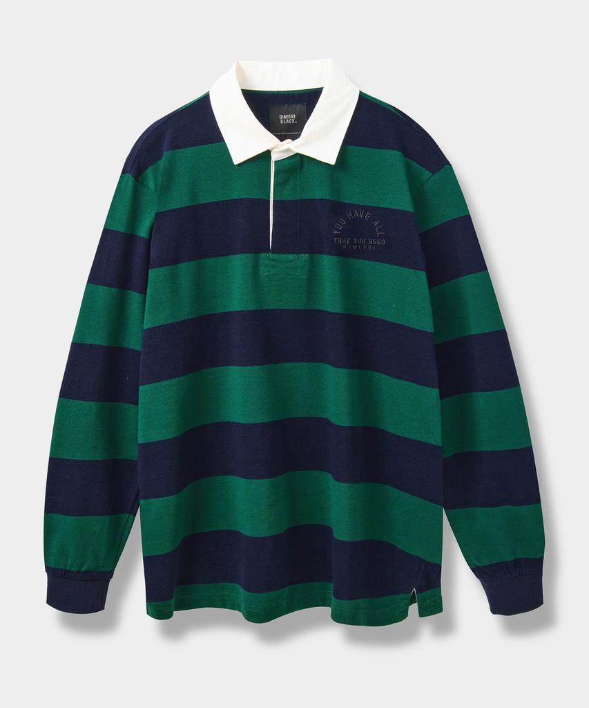 Dimiteulibeullaeg Asi Striped Rugby Sweatshirt Green/Navy
